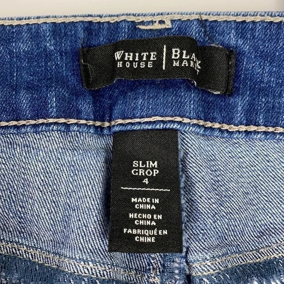 WHBM slim crop mid rise skinny  size 4 jeans distressed raw hem medium wash - Picture 6 of 17